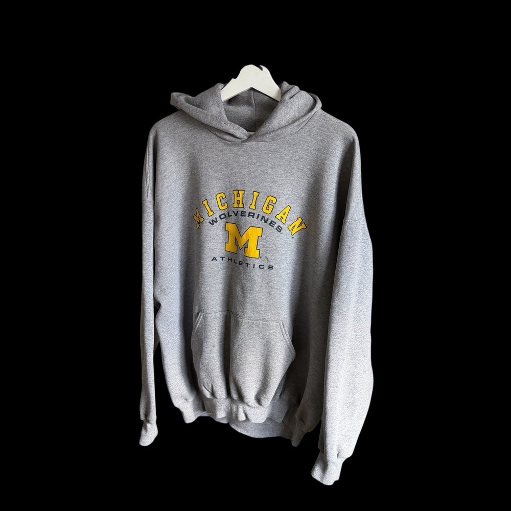 Michigan Wolverines Russell Hoodie Sweatshirt Sz XXL‎ Pullover Distressed